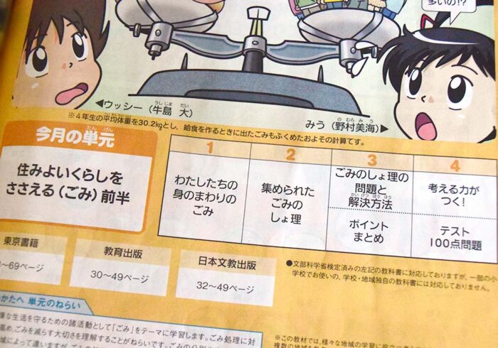 社会は「ごみの流れ」のようなものでしたが、5月号の時と同じく、学校で習っている単元とは違う模様。