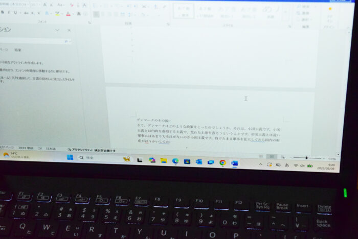 論文を打っている様子