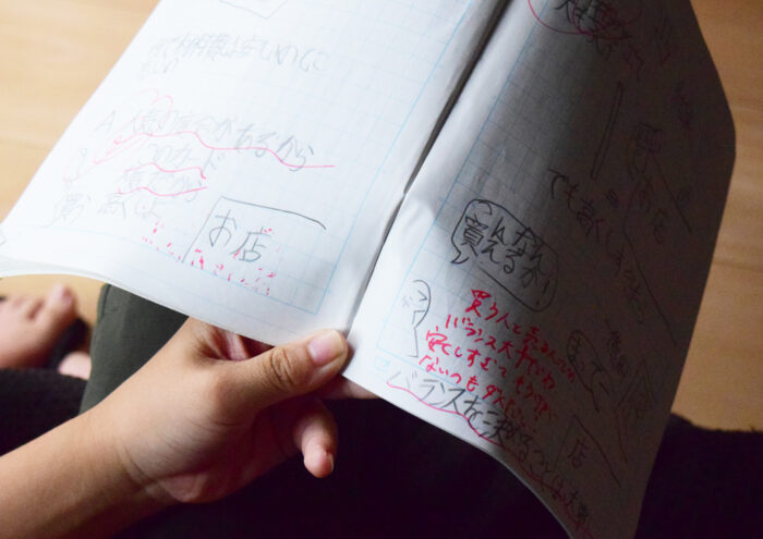 探究学習ノートを子供が持っているシーン