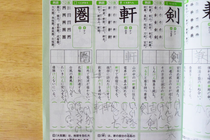 深谷式 中学生 漢字学習ノート 4級の漢字紹介
